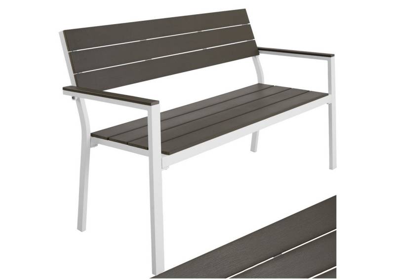 tectake Gartenbank Sitzbank Line 2-Sitzer mit Aluminiumrahmen 128x59x88cm, 2-Sitzer von tectake