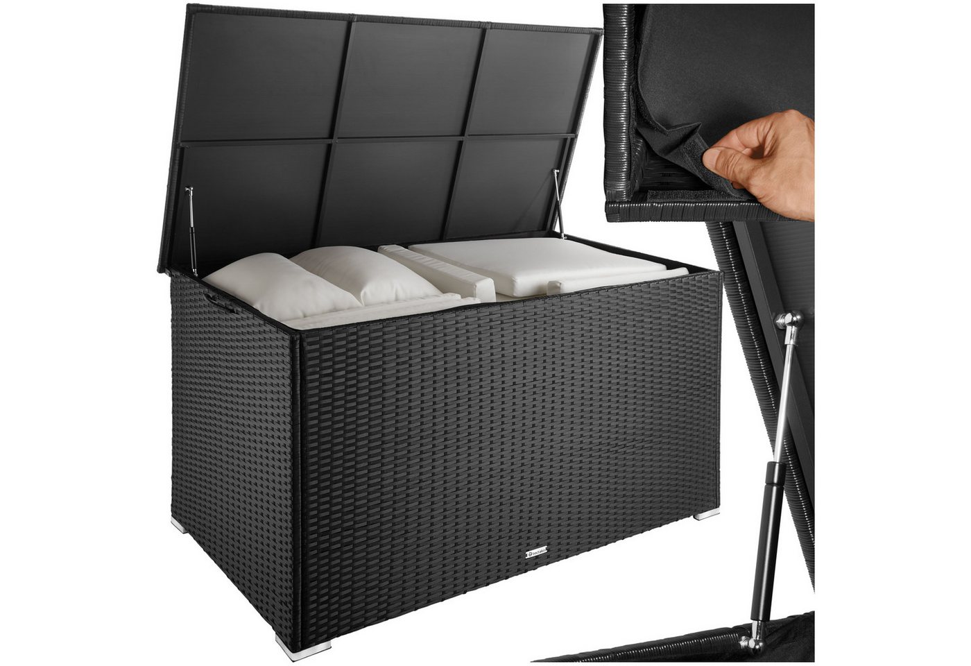 tectake Gartenbox Auflagenbox (1 St., Auflagenbox), Aufbewahrungsbox mit Aluminiumgestell und Rattangeflecht von tectake