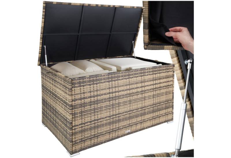 tectake Gartenbox Auflagenbox (1 St., Auflagenbox), Aufbewahrungsbox mit Aluminiumgestell und Rattangeflecht von tectake