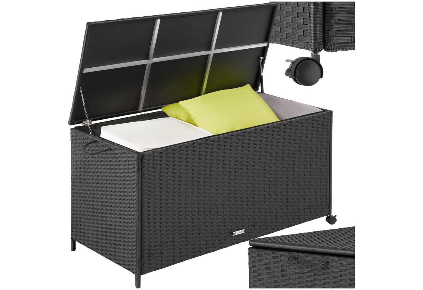 tectake Gartenbox Auflagenbox (1 St., Auflagenbox), Aufbewahrungsbox mit Aluminiumgestell und Rattangeflecht von tectake