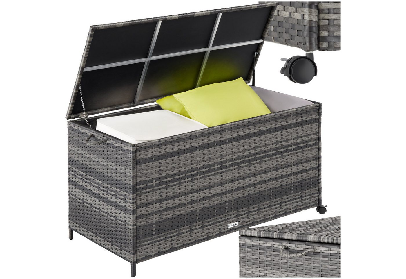 tectake Gartenbox Auflagenbox (1 St., Auflagenbox), Aufbewahrungsbox mit Aluminiumgestell und Rattangeflecht tectake Gartenbox Auflagenbox (1 St., Auflagenbox), Aufbewahrungsbox mit Aluminiumgestell und Rattangeflecht von tectake