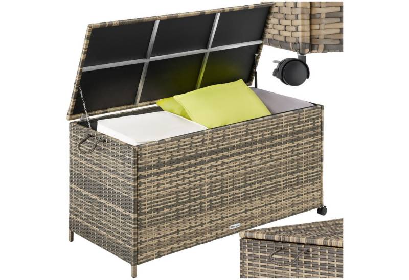 tectake Gartenbox Auflagenbox (1 St., Auflagenbox), Aufbewahrungsbox mit Aluminiumgestell und Rattangeflecht von tectake