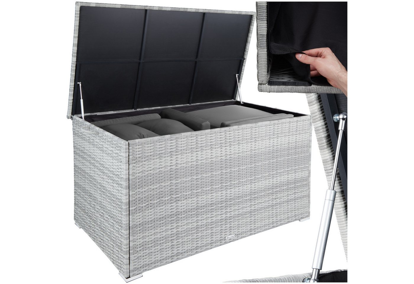 tectake Gartenbox Auflagenbox (1 St., Auflagenbox), Aufbewahrungsbox mit Aluminiumgestell und Rattangeflecht tectake Gartenbox Auflagenbox (1 St., Auflagenbox), Aufbewahrungsbox mit Aluminiumgestell und Rattangeflecht von tectake