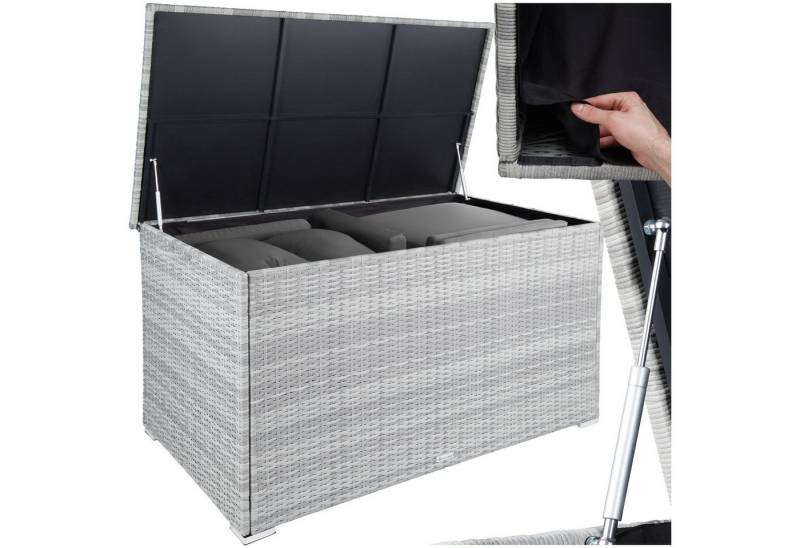 tectake Gartenbox Auflagenbox (1 St., Auflagenbox), Aufbewahrungsbox mit Aluminiumgestell und Rattangeflecht von tectake