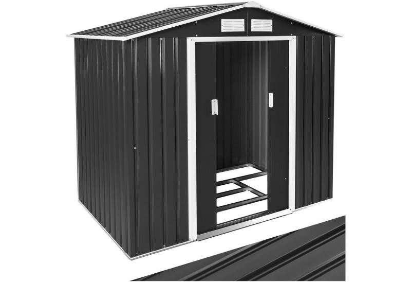 tectake Gartenhaus Geräteschuppen mit Satteldach, aus Stahl von tectake