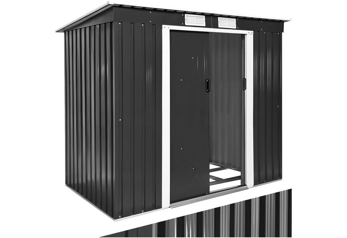 tectake Gartenhaus Geräteschuppen mit Schrägdach, aus Stahl tectake Gartenhaus Geräteschuppen mit Schrägdach, aus Stahl von tectake