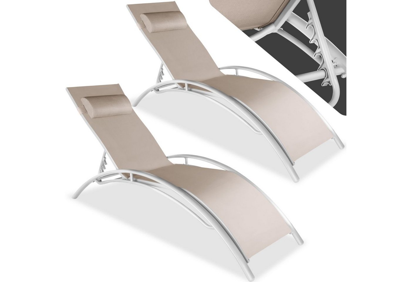 tectake Gartenliege 2er Set Gartenliege, Kombiset, 2 St., 2er, Textilene-Gewebe tectake Gartenliege 2er Set Gartenliege, Kombiset, 2 St., 2er, Textilene-Gewebe von tectake