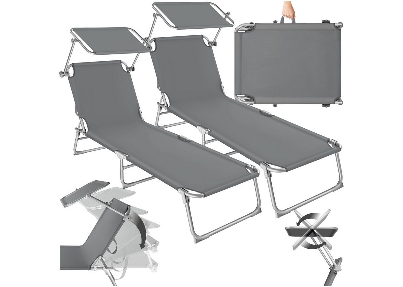 tectake Gartenliege 2er Set Gartenliege, Set, 2 St., Lehne 4-stufig verstellbar tectake Gartenliege 2er Set Gartenliege, Set, 2 St., Lehne 4-stufig verstellbar von tectake