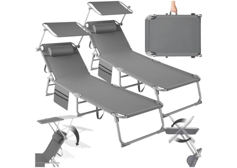 tectake Gartenliege 2er Set Sonnenliege, 1, 1 St., 1tlg., klappbar von tectake