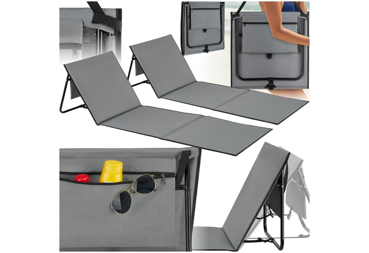 tectake Gartenliege 2er Set Strandmatte, Set, 2 St., Klappbare Strandmatte mit Tragegurt im praktischen 2er-Set tectake Gartenliege 2er Set Strandmatte, Set, 2 St., Klappbare Strandmatte mit Tragegurt im praktischen 2er-Set von tectake
