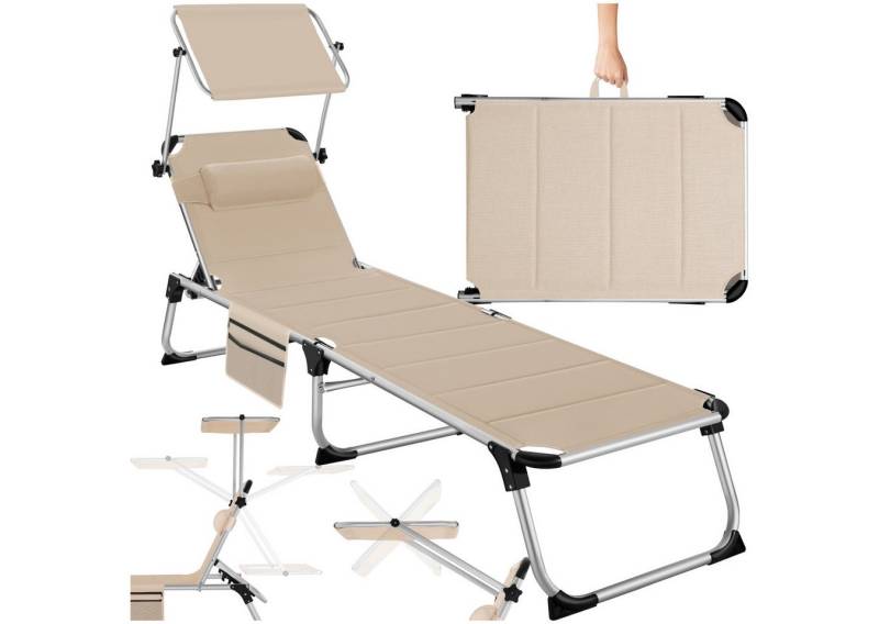 tectake Gartenliege Sonnenliege, 1 St., Sonnenliege mit Klappfunktion und stufenlos verstellbarem Sonnendach von tectake