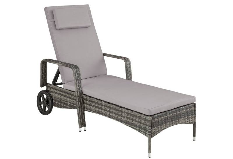 tectake Gartenliege Rattan Sonnenliege, 1, 1 St., 1tlg., mit Aluminiumgestell von tectake