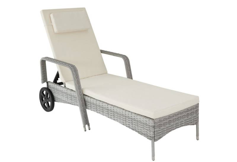 tectake Gartenliege Rattan Sonnenliege, 1, 1 St., 1tlg., mit Aluminiumgestell von tectake