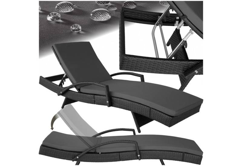 tectake Gartenliege Rattan Sonnenliege, 1, 1 St., 1tlg., mit Aluminiumgestell von tectake