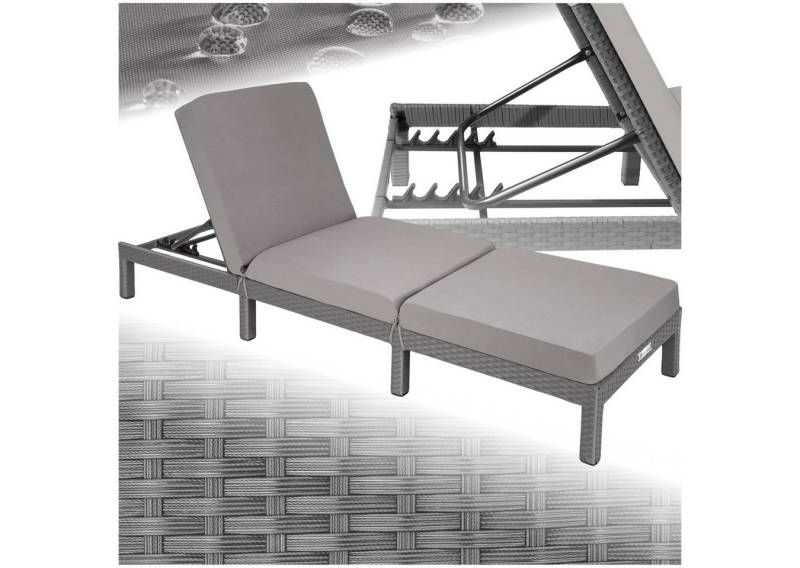 tectake Gartenliege Rattan Sonnenliege, 1, 1 St., 1tlg., widerstandsfähig von tectake
