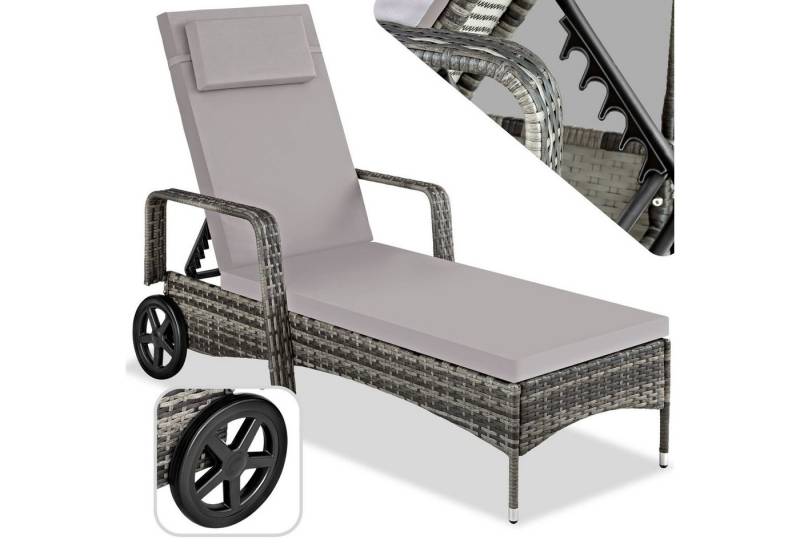 tectake Gartenliege Rattan Sonnenliege, 1 St., Stabiles Aluminiumgestell von tectake