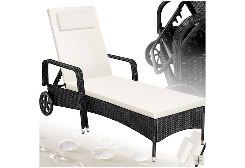 tectake Gartenliege Rattan Sonnenliege, 1 St., Für Drinnen und Draußen geeignet von tectake