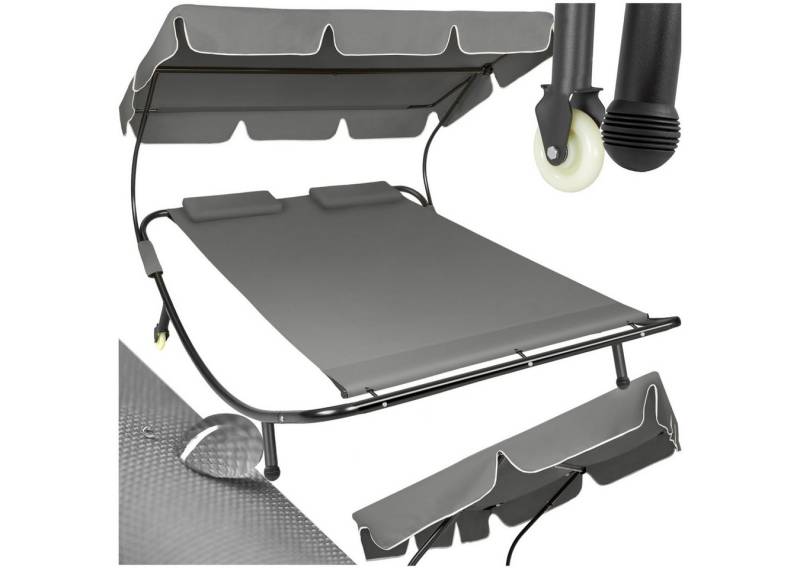 tectake Gartenliege Sonnenliege für 2 Personen, 1 St., Robustes Metallgestell von tectake