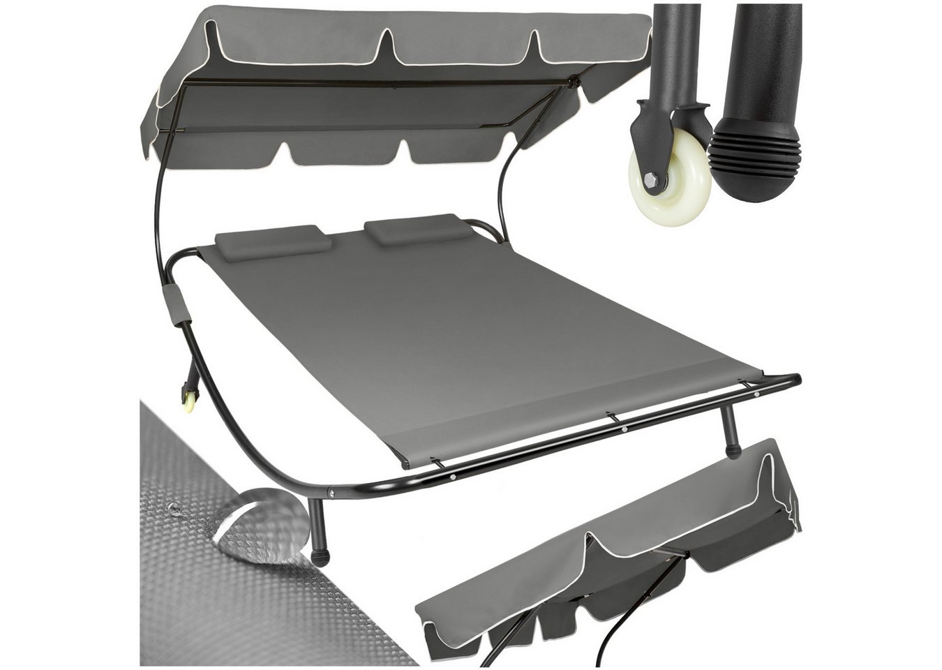 tectake Gartenliege Sonnenliege für 2 Personen, 1 St., Robustes Metallgestell von tectake