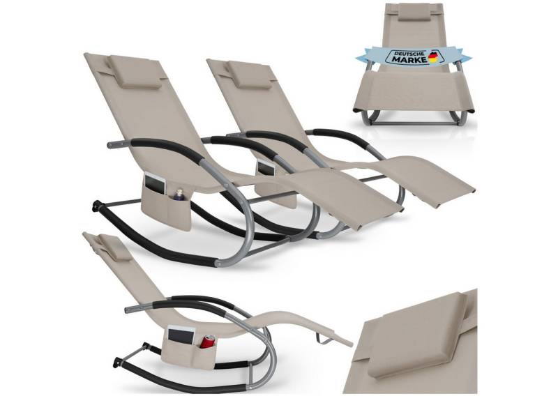 tectake Gartenliege Sonnenliege Taya, ergonomisch, mit Komfort-Schwingbewegung, 2er Set, 2 St., Ergonomische Gartenliege mit sanfter Schwingfunktion von tectake