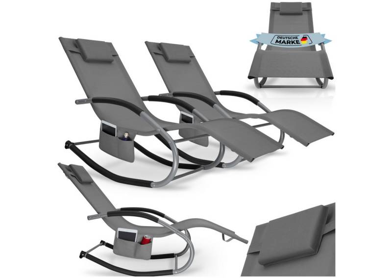 tectake Gartenliege Sonnenliege Taya, ergonomisch, mit Komfort-Schwingbewegung, 2er Set, 2 St., Ergonomische Gartenliege mit sanfter Schwingfunktion von tectake