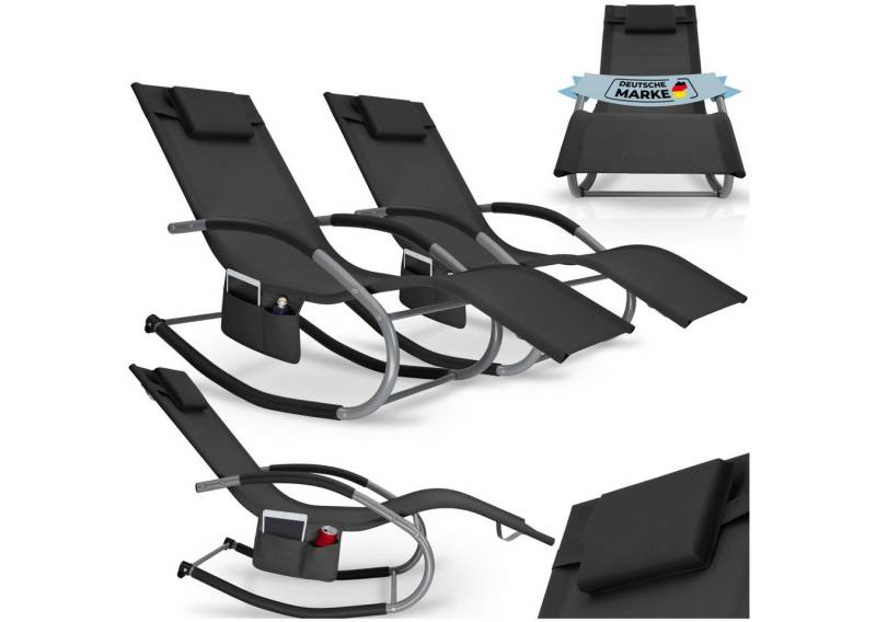 tectake Gartenliege Sonnenliege Taya, ergonomisch, mit Komfort-Schwingbewegung, 2er Set, 2 St., Ergonomische Gartenliege mit sanfter Schwingfunktion von tectake
