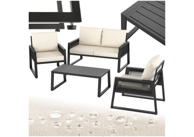 tectake Gartenlounge-Set Garten-Lounge Set, (Set., 4-tlg), Extra dicke und große Sitzpolster und Rückenkissen von tectake