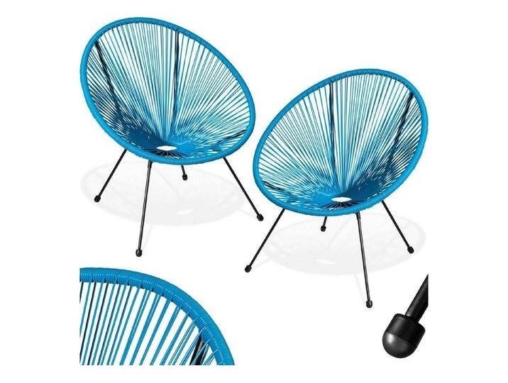 tectake Gartenstuhl 2er Set Gartenstuhl (2er Set, 1 St), Retro-Design im Acapulco-Stil, blau, blau, blau von tectake