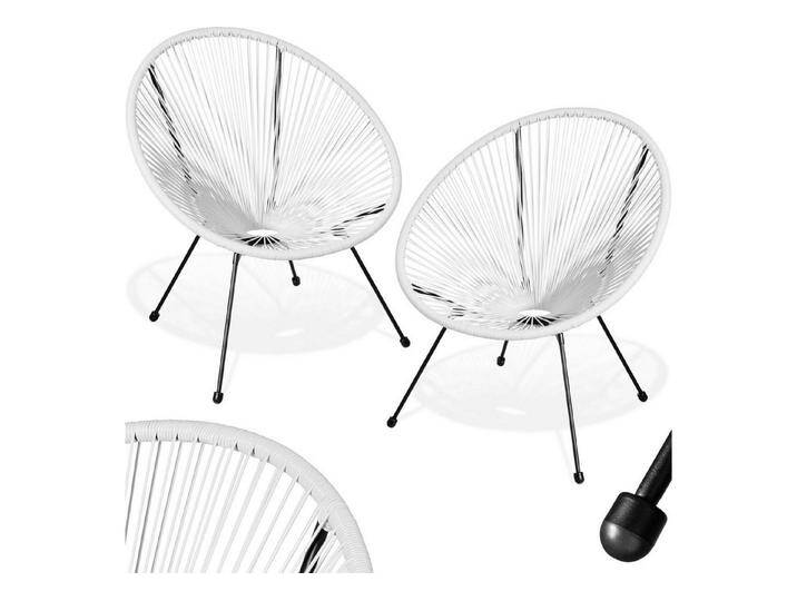 tectake Gartenstuhl 2er Set Gartenstuhl (2er Set, 1 St), Retro-Design im Acapulco-Stil, weiß, weiß, weiß von tectake