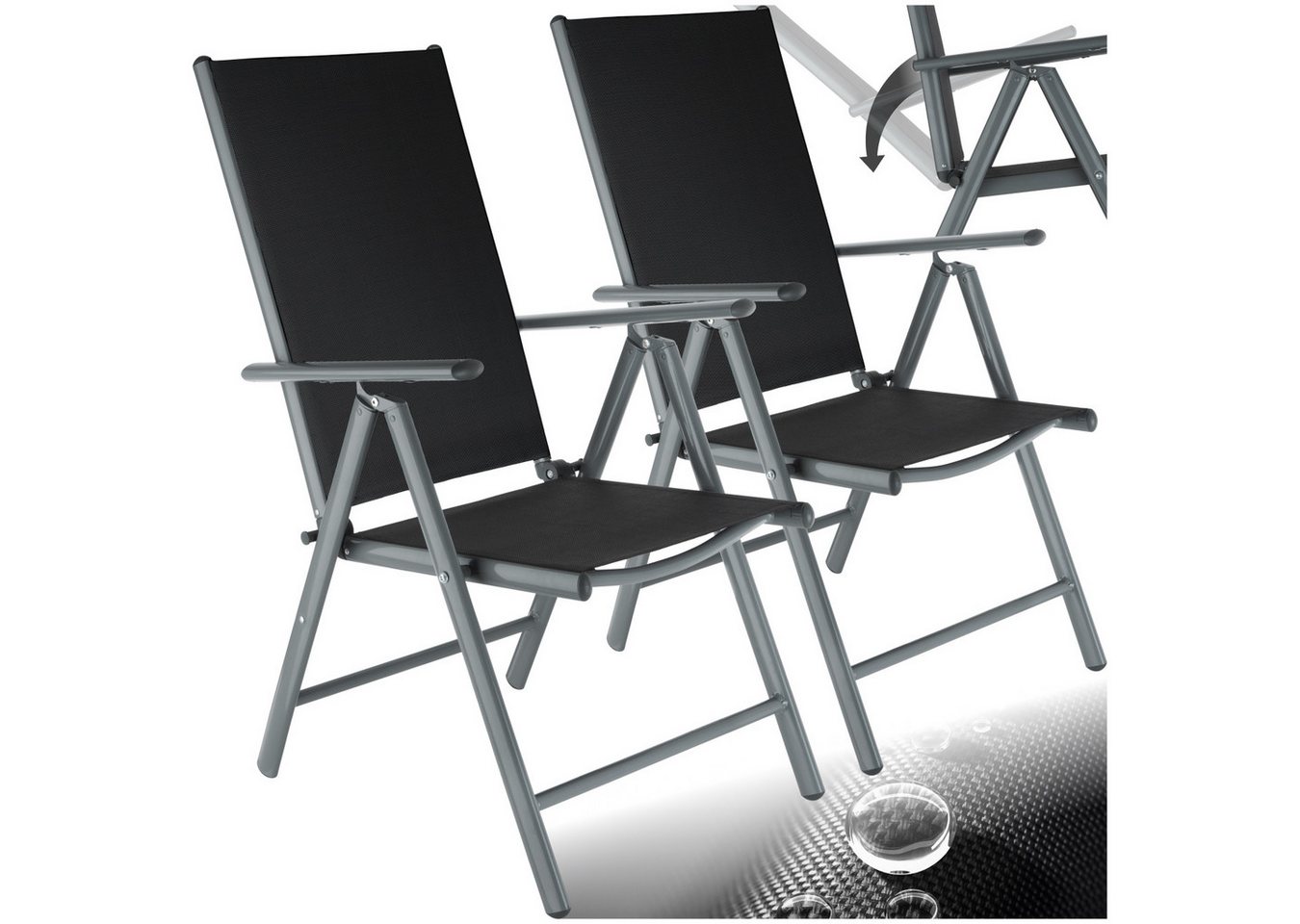 tectake Gartenstuhl 2er Set Gartenstuhl (Set, 2 St), Klappbar, Synthetisches Netzgewebe sorgt für gute Belüftung von tectake