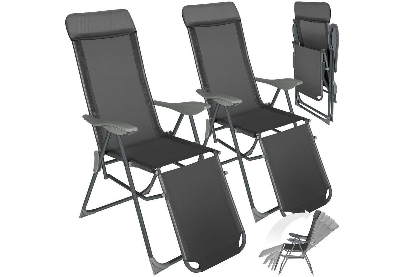tectake Gartenstuhl 2er Set Gartenstuhl (Set, 2 St), Abnehmbares Kopfpolster von tectake