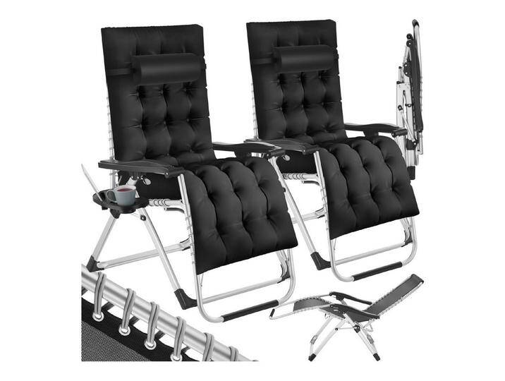 tectake Gartenstuhl 2er Set Sonnenliege (Komplettset, 2 St), klappbar, schwarz, 2 St. von tectake