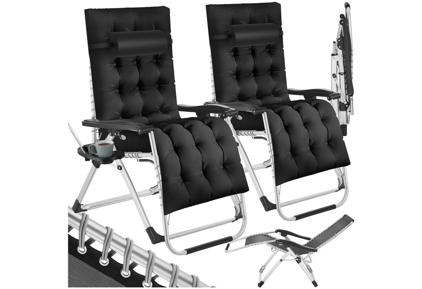 tectake Gartenstuhl 2er Set Sonnenliege (Komplettset, 2 St), klappbar von tectake