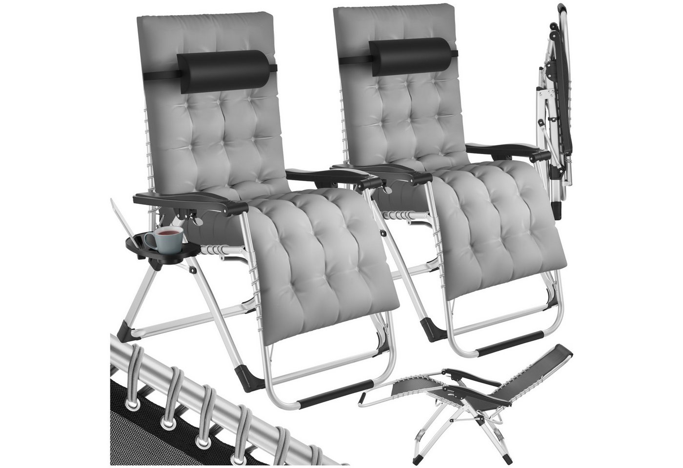 tectake Gartenstuhl 2er Set Sonnenliege (Komplettset, 2 St), klappbar von tectake