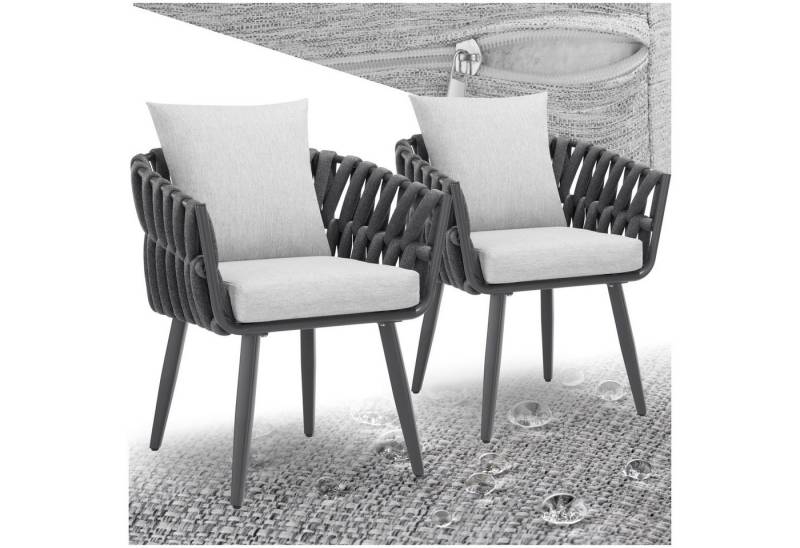 tectake Gartenstuhl 2er Set Stuhl (Set, 2 St), Rostfreie, wetterfeste Gestelle aus ultraleichtem Aluminium von tectake