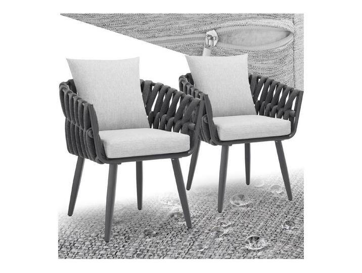 tectake Gartenstuhl 2er Set Stuhl (Set., 2 St), Rostfreie, wetterfeste Gestelle aus ultraleichtem Aluminium, grau, 2 St. von tectake