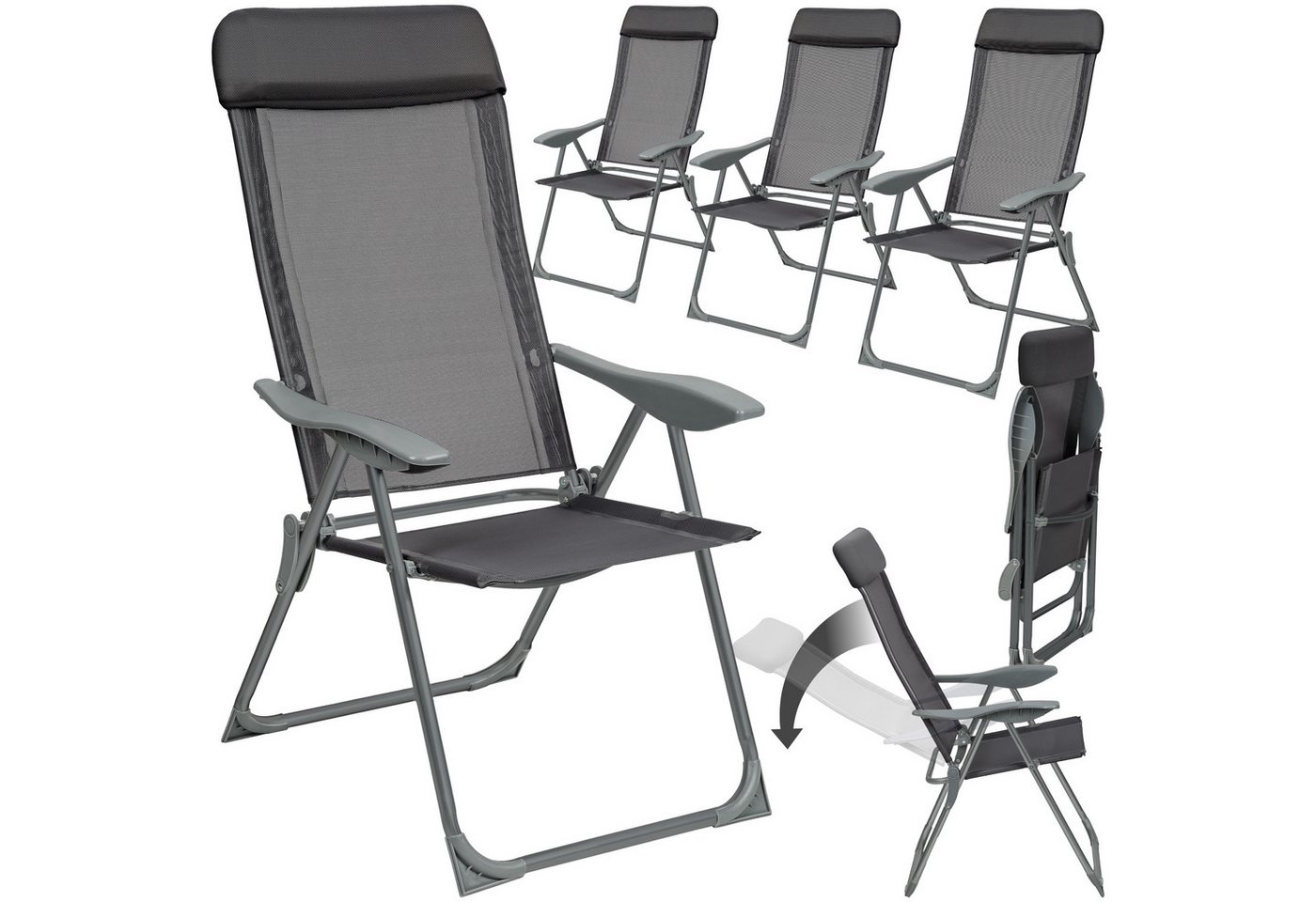 tectake Gartenstuhl 4er Set Gartenstuhl (Set., 4 St), Klappbar, Synthetisches Netzgewebe sorgt für gute Belüftung von tectake