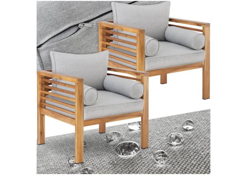 tectake Gartenstuhl Garten-Loungesessel (Set, 2 St), Je 4 bequeme Polster mit besonders dicker Schaumstofffüllung von tectake