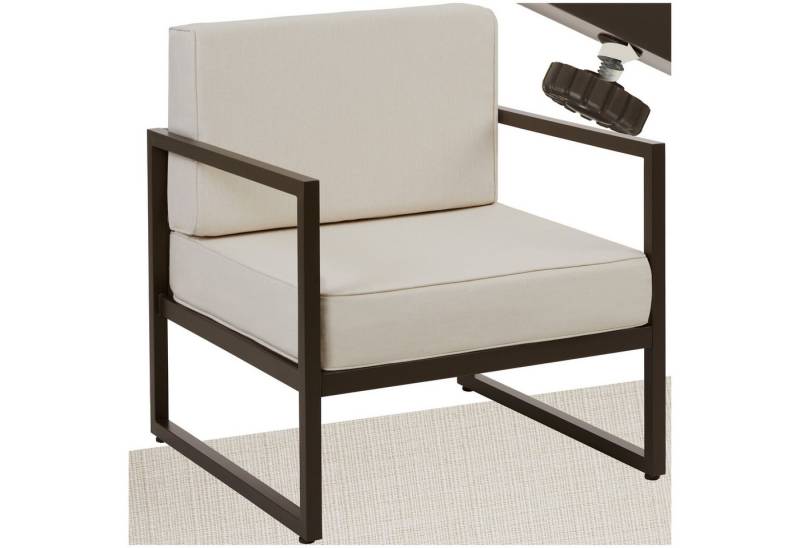 tectake Gartenstuhl Garten-Loungesessel (Set., 1 St), Pulverbeschichtetes Stahlgestell für maximale Stabilität von tectake