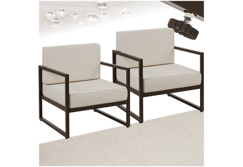 tectake Gartenstuhl Garten-Loungesessel (Set., 2 St), Pulverbeschichtetes Stahlgestell für maximale Stabilität von tectake