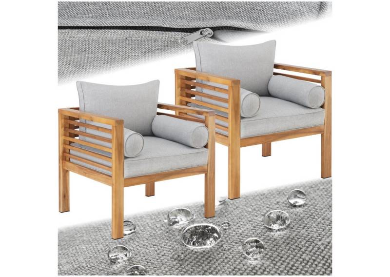 tectake Gartenstuhl Garten-Loungesessel (Set, 2 St), 4 bequeme Polster mit extradicker Schaumstofffüllung von tectake