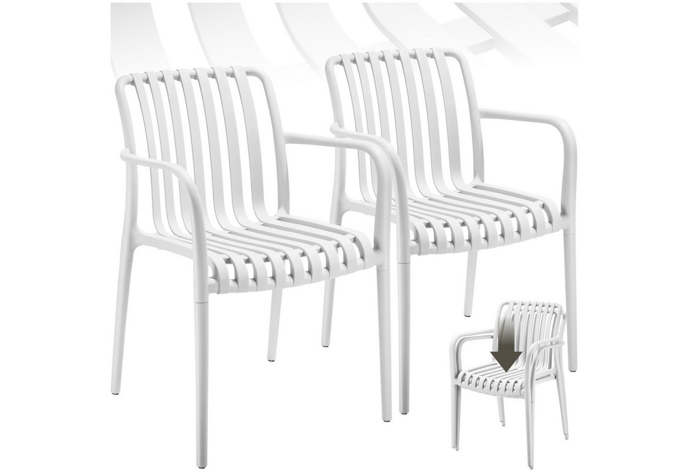 tectake Gartenstuhl Gartenstühle (Set, 2 St), Wetterfester, strapazierfähiger und langlebiger Kunststoff von tectake