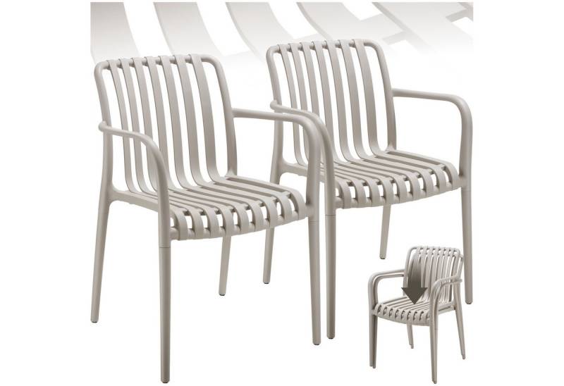 tectake Gartenstuhl Gartenstühle (2er Set, 2 St), wetterfest und UV-beständig von tectake