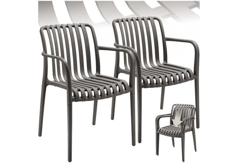 tectake Gartenstuhl Gartenstühle (Set, 2 St), Wetterfester, strapazierfähiger und langlebiger Kunststoff von tectake