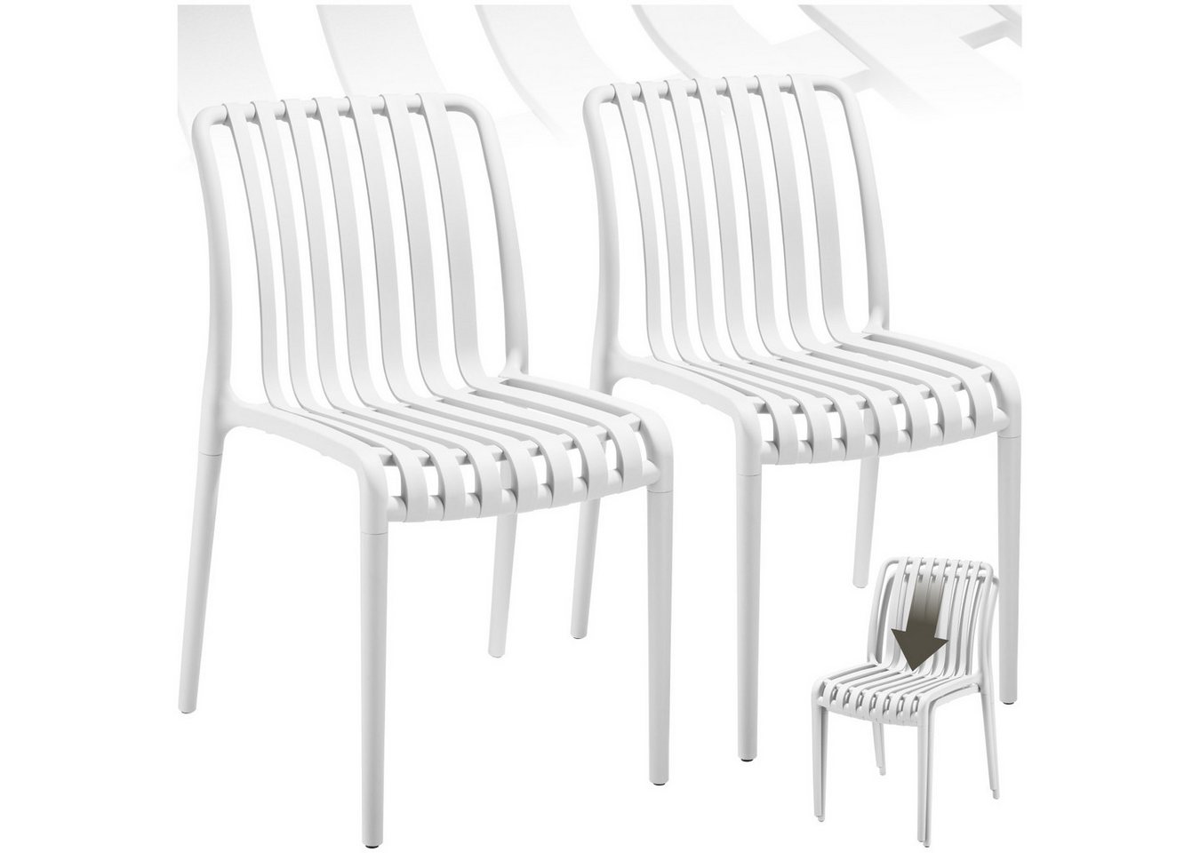 tectake Gartenstuhl Gartenstühle (Set., 2 St), Wetterfester, robuster und langlebiger Kunststoff von tectake