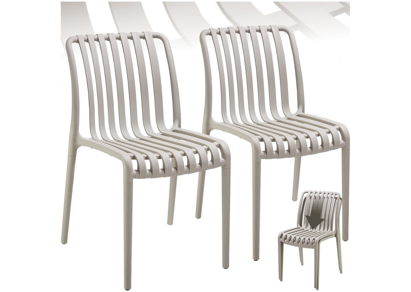 tectake Gartenstuhl Gartenstühle (Set., 2 St), Wetterfester, robuster und langlebiger Kunststoff von tectake