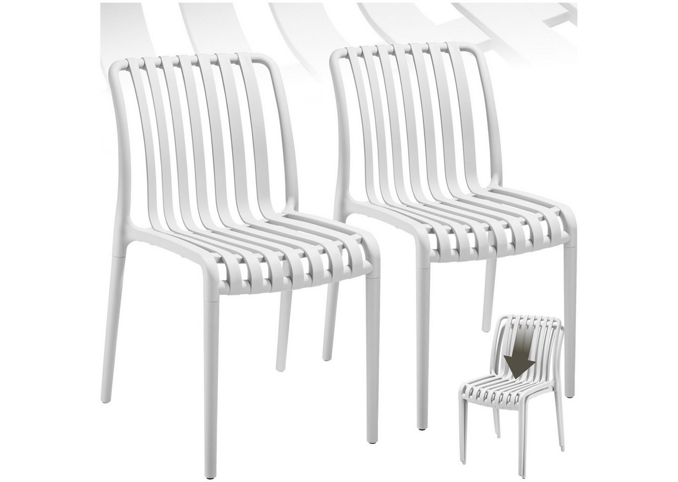 tectake Gartenstuhl Gartenstühle (Set., 2 St), Wetterfester, robuster und langlebiger Kunststoff von tectake