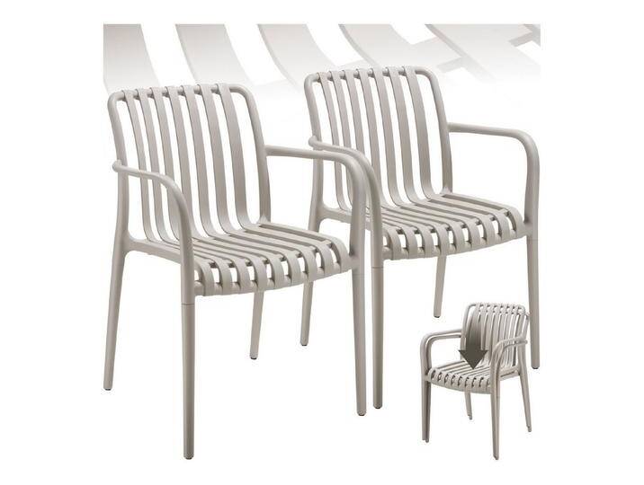 tectake Gartenstuhl Gartenstühle (Set., 2 St), Wetterfester, strapazierfähiger und langlebiger Kunststoff, grau von tectake