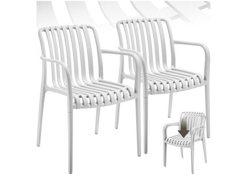 tectake Gartenstuhl Gartenstühle (Set., 2 St), Wetterfester, strapazierfähiger und langlebiger Kunststoff von tectake