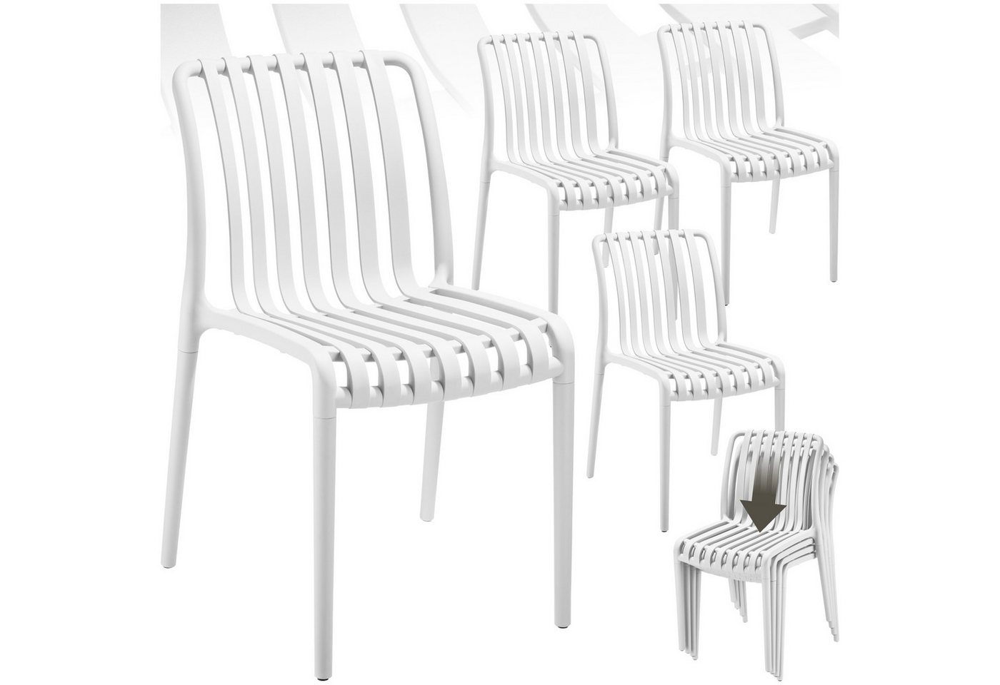 tectake Gartenstuhl Gartenstühle (Set., 4 St), Wetterfester, robuster und langlebiger Kunststoff von tectake